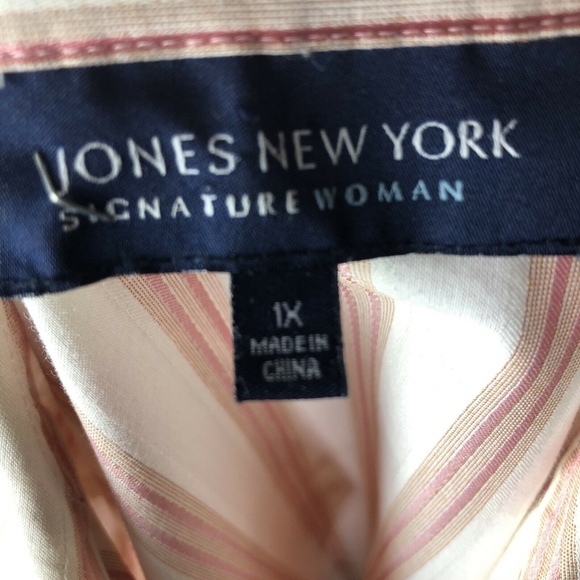 Striped Front Tie Button Up Shirt Pink White Sz 1X - Picture 7 of 7